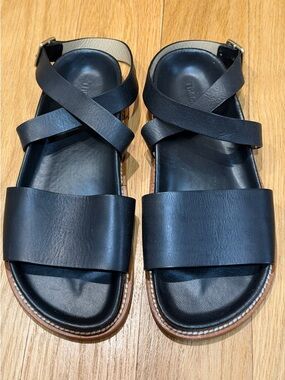 Theory Black Strappy Sandals with Buckle Size 6.5 like new